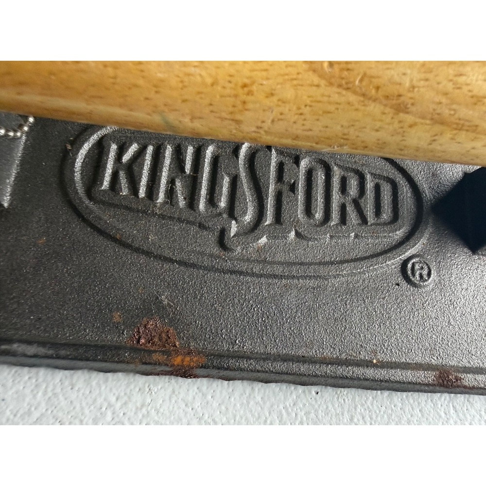 Kingsford Cast Iron Grill Press with Wood Handle Rectangular Steak Burger Weight